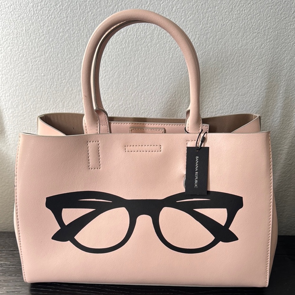 Banana Republic Pink Tote Bag with Black Glasses Design